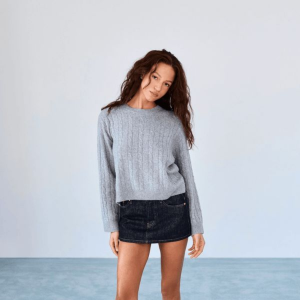Cable Knit Sweater Heather Grey