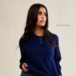 Long Sleeve Classic Polo Sweater Navy