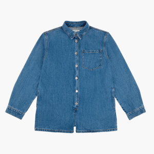 Long Sleeve Denim Romper Medium Wash